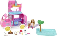 Barbie Chelsea 2-in-1 Camper Playset with Chelsea™ Small Doll, 2 Pets & 15 Accessories, Ages 3+