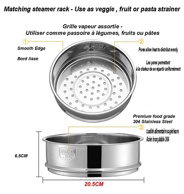 SUNWEALTH 18/8 Stainless Steel Steamer Insert (20cm)