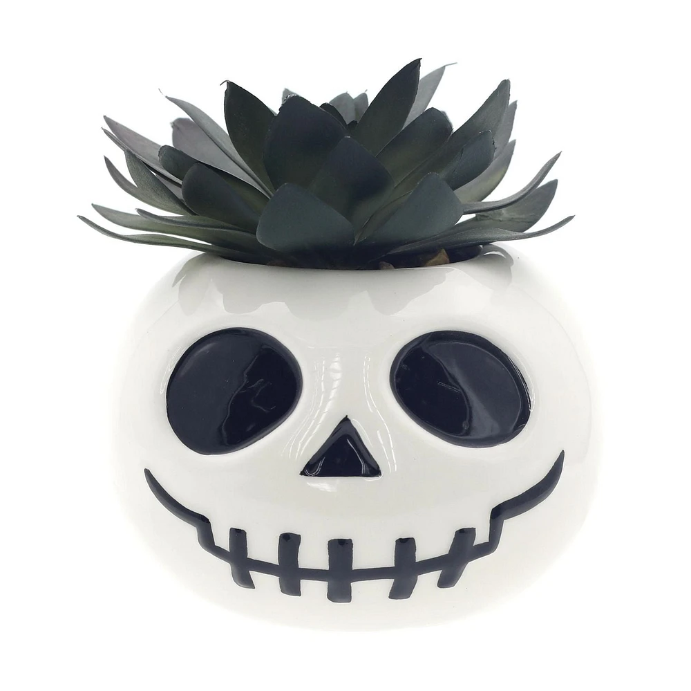 Way To Celebrate Halloween Dolomite Pumpkin Planter, White