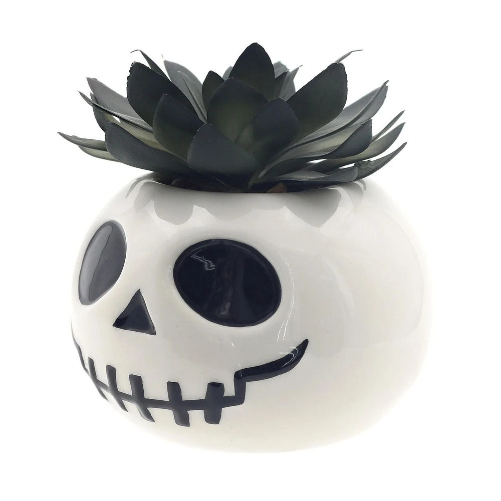 Way To Celebrate Halloween Dolomite Pumpkin Planter, White