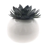 Way To Celebrate Halloween Dolomite Pumpkin Planter, White