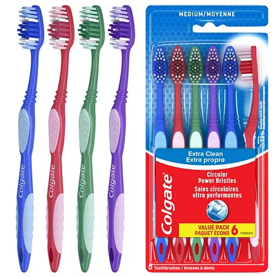 Brosse à dents moyenne Colgate Extra Clean - 6 pack 6 Pack