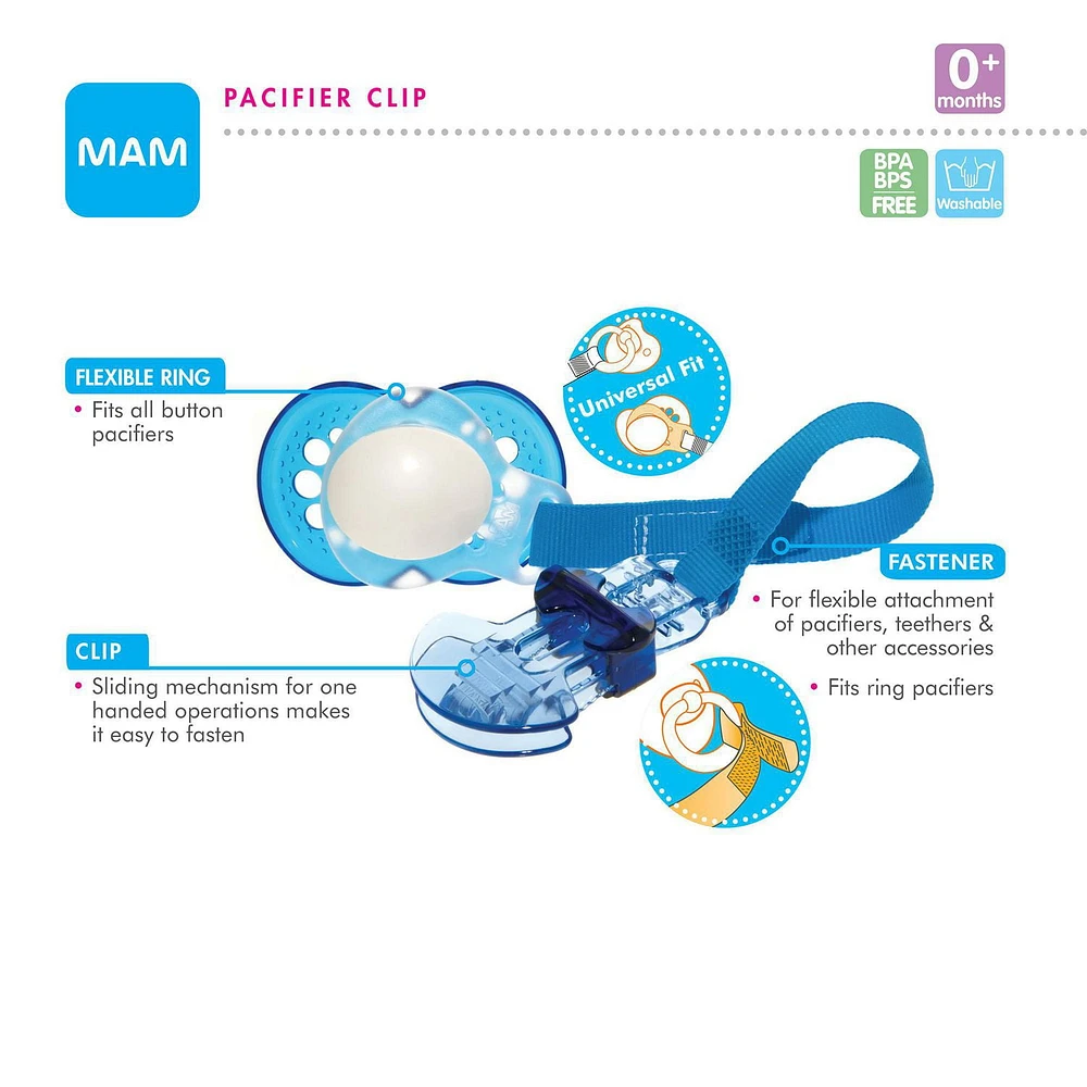 MAM Pacifier Clips, Baby Pacifier Clip, Girl, 1-Count