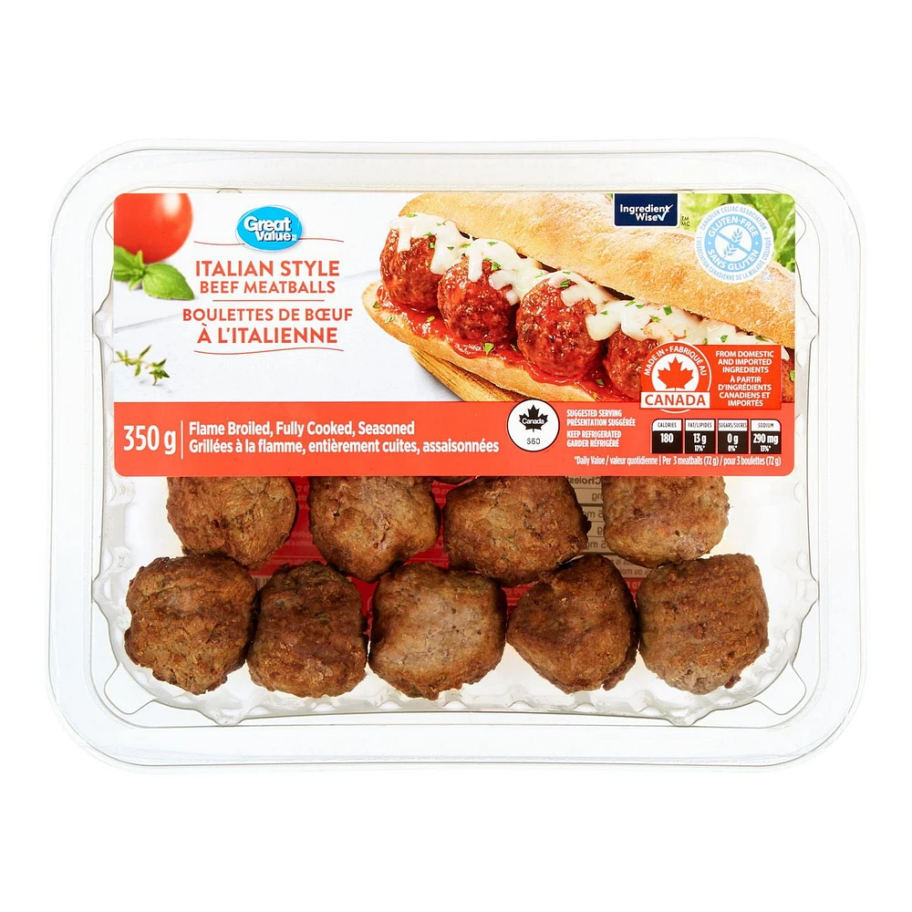 Great Value Italian Style Beef Meatballs, 350 g