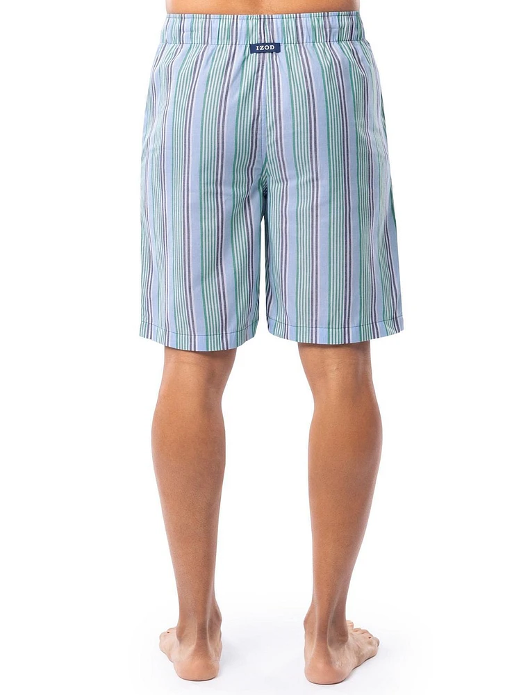 IZOD Men's Woven Sleep and Lounge Pajama Short, Stripe