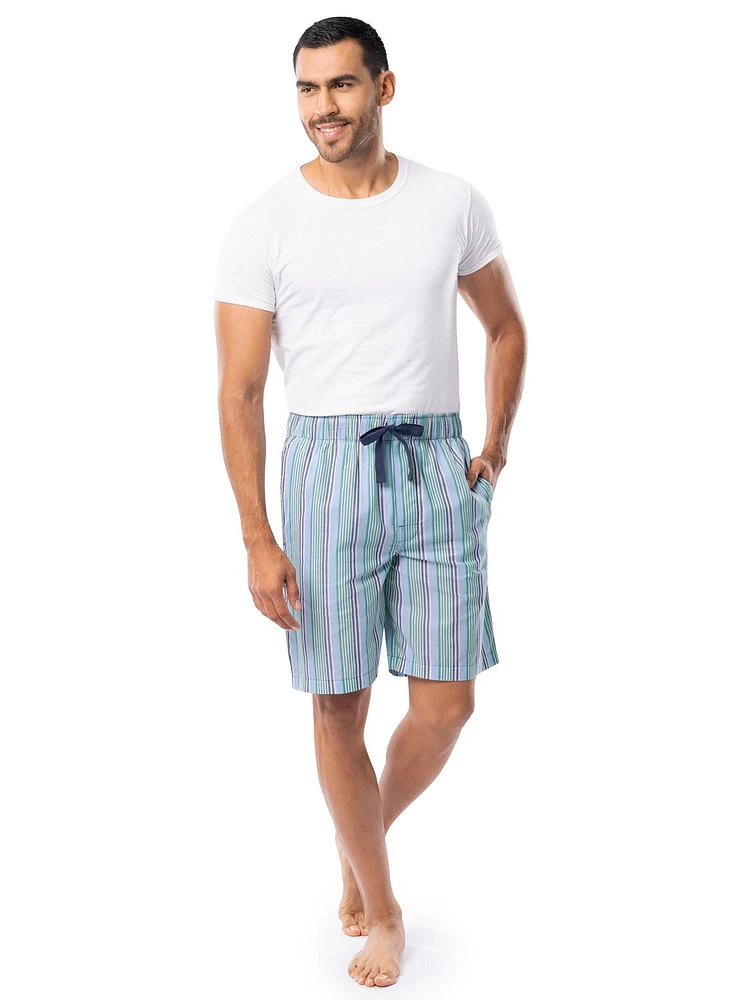 IZOD Men's Woven Sleep and Lounge Pajama Short, Stripe