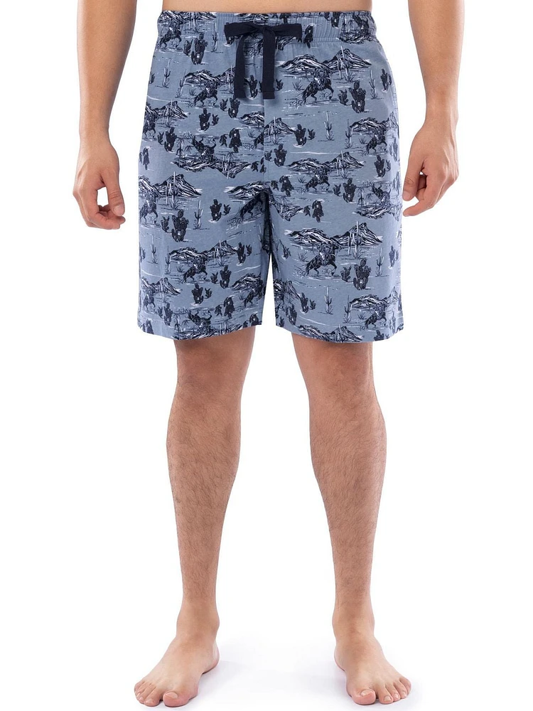 Wrangler Men's Printed Jersey Knit Sleep and Lounge Pajama Short, Blue