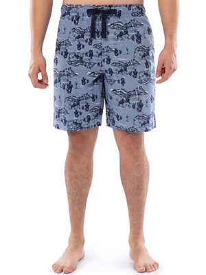 Wrangler Men's Printed Jersey Knit Sleep and Lounge Pajama Short, Blue