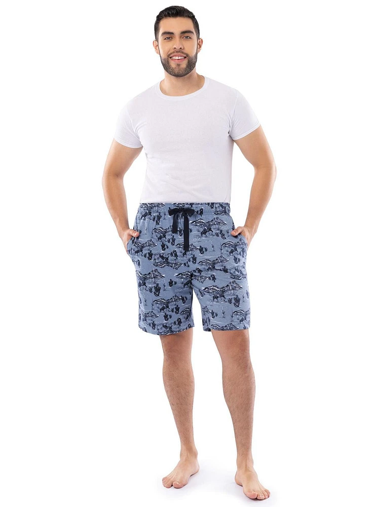 Wrangler Men's Printed Jersey Knit Sleep and Lounge Pajama Short, Blue