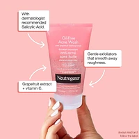 Neutrogena Oil Free Acne Wash Foaming Scrub, Pink Grapefruit Face Wash, 198mL, NEUTROGENA® Oil-Free Acne Wash - Pink Grapefruit Foaming Scrub is a foaming facial scrub for acne-prone skin that helps clear blemishes, pimples, and blackheads while providing an uplifting blast of grapefruit.