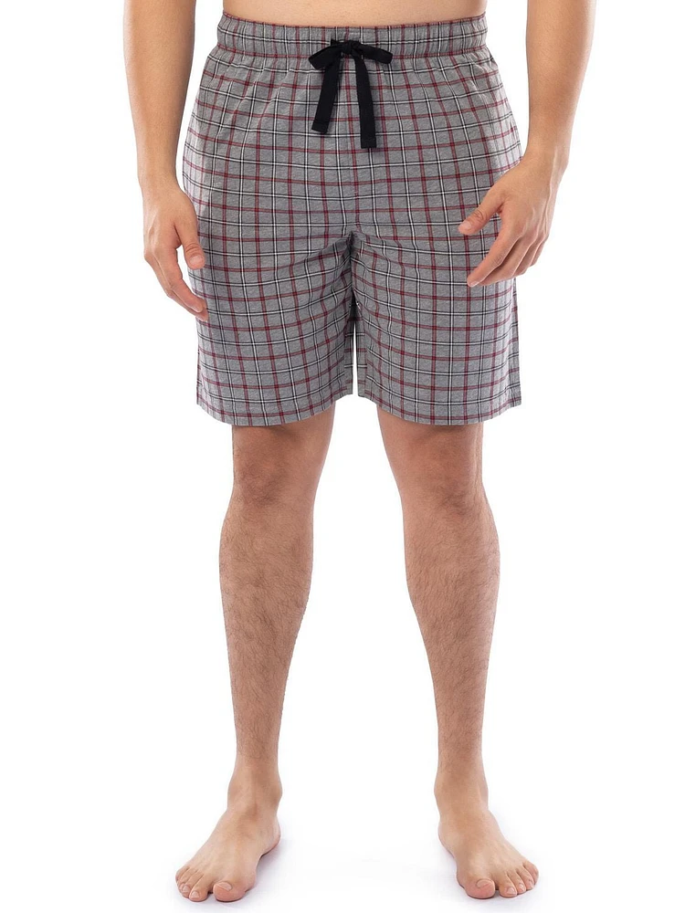 Wrangler Men's Printed Jersey Knit Sleep and Lounge Pajama Short, Grey and Red