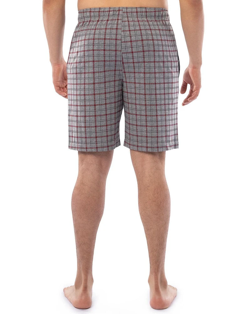 Wrangler Men's Printed Jersey Knit Sleep and Lounge Pajama Short, Grey and Red