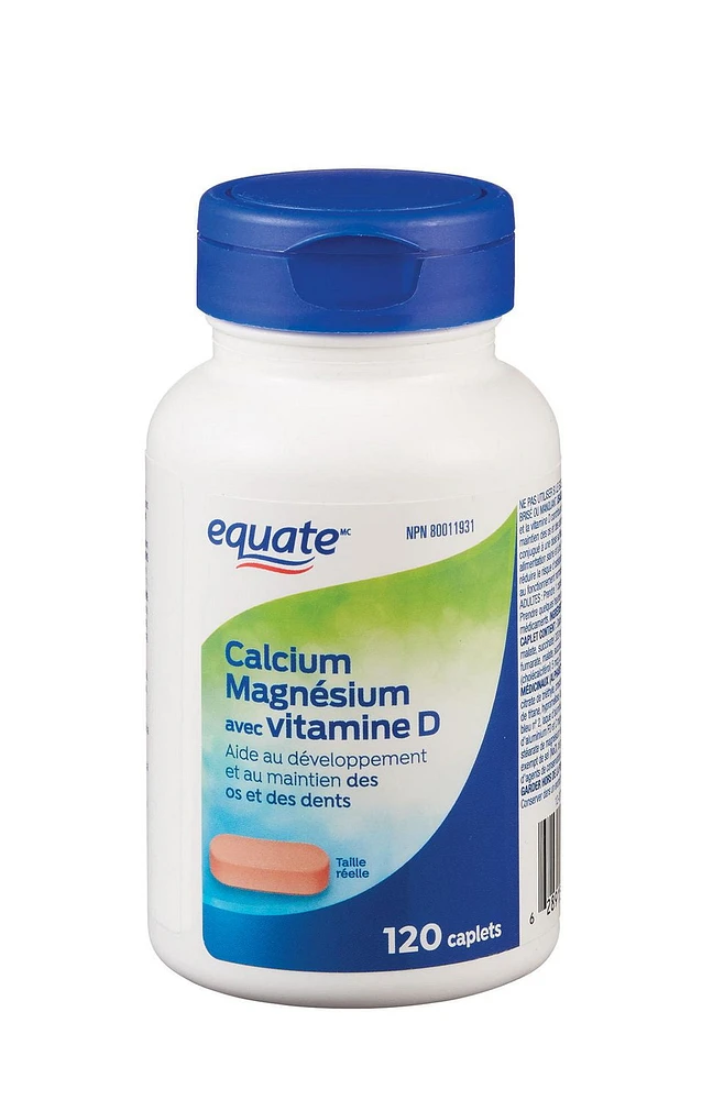 Equate Calcium et magnesium avec vitamine D, paq. de 120 caplets