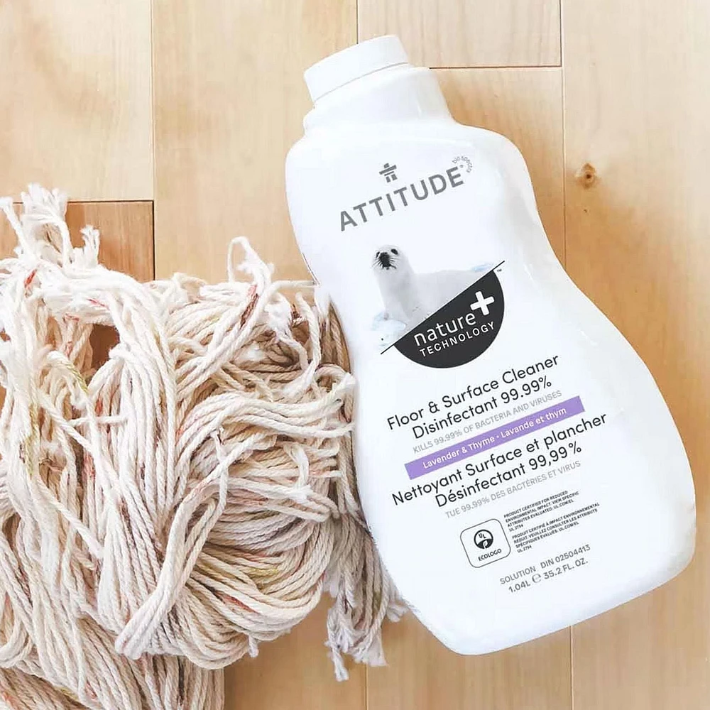 ATTITUDE home+ technology, Floors & Surfaces Cleaner Disinfectant 99.99%, Lavender & Thyme