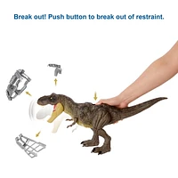 ​Jurassic World Stomp ‘N Escape Tyrannosaurus Rex Figure Camp Cretaceous Dinosaur Escape Toy with Stomping Movements, Movable Joints, Authentic Deco, Kids Gift Ages 4 Years & Up