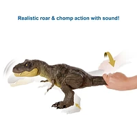 ​Jurassic World Stomp ‘N Escape Tyrannosaurus Rex Figure Camp Cretaceous Dinosaur Escape Toy with Stomping Movements, Movable Joints, Authentic Deco, Kids Gift Ages 4 Years & Up