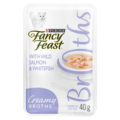 Fancy Feast Creamy Broths with Salmon & Whitefish, Wet Cat Food Complement 40g, 40g