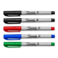 Sharpie Permanent Markers, Ultra Fine Point, Assorted Colours, 5 Count