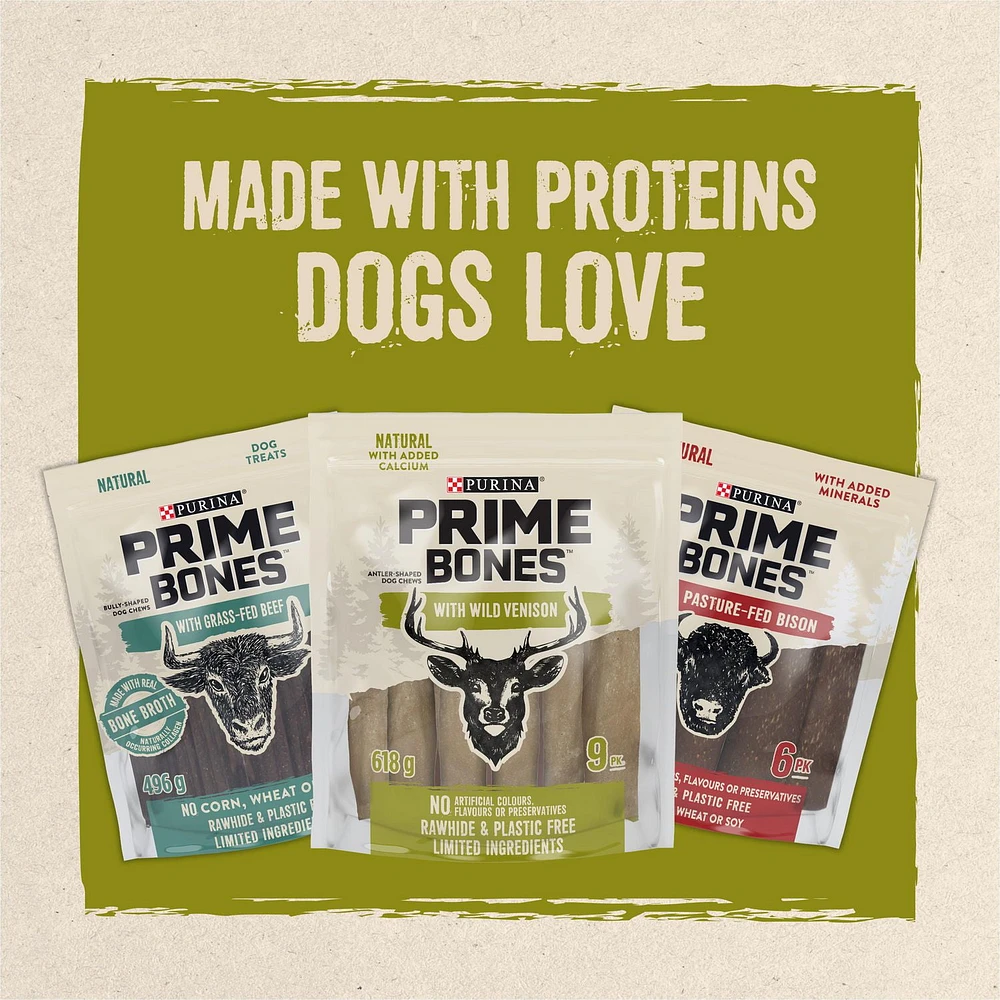 Prime Bones avec Venaison Sauvage Gâteries en Forme de Ramure pour Chiens