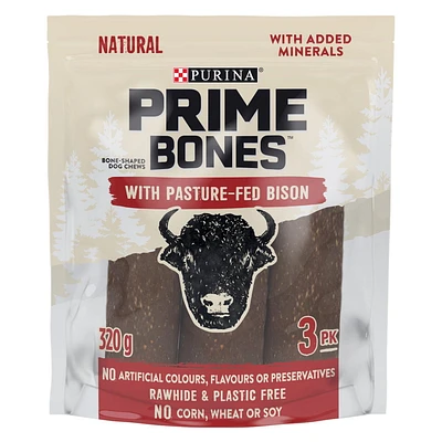 Prime Bones Bison Bone-Shaped Dog Chews, Dog Treats