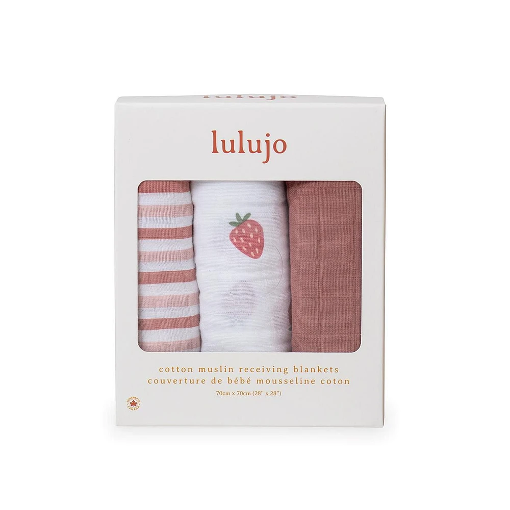 Lulujo - Infant, Baby, Infant - Cotton Muslin Receiving Blankets - 3 Pack