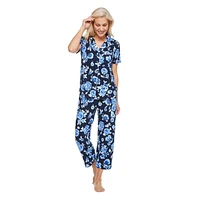 Pyjama 2 pièces avec haut à col cranté Iyla pour femmes Tailles TP–TTG