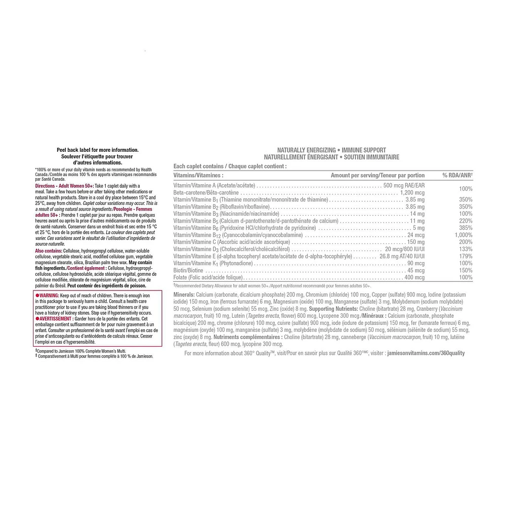 Jamieson 100% Complete Multivitamin for Women 50+ Value Size, 160 Caplets