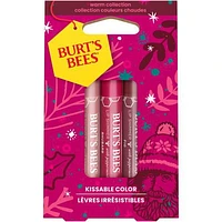 Burt's Bees® Kissable Colour Holiday Gift Set, Warm Collection, 3 Lip Shimmers in Peony, Rhubarb and Fig