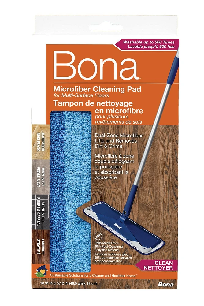 Bona Microfiber Replacement Cleaning Pad for Hard Surface Floors, fits Bona Mop, A sustainable cleaning system