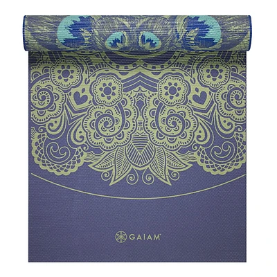 Gaiam 6mm Rev Print Yoga Mat-Peacock