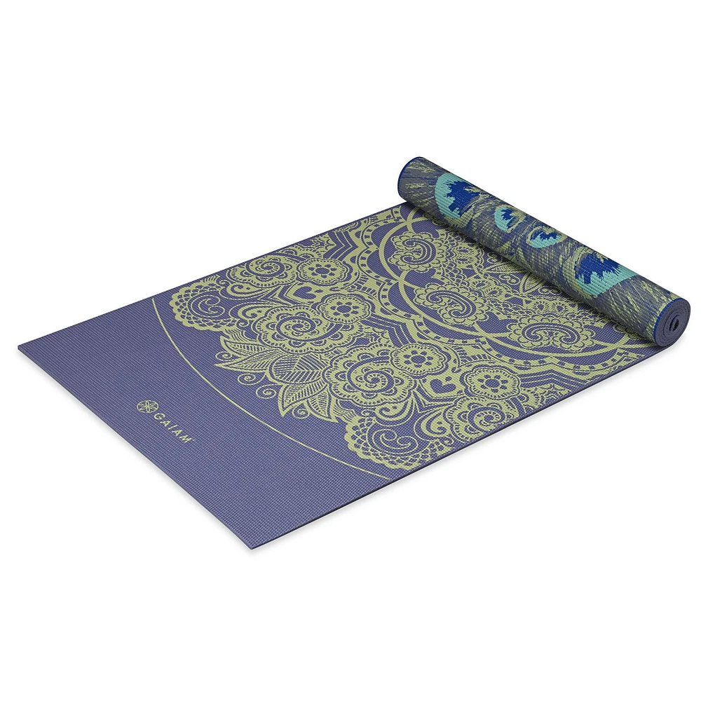 Gaiam 6mm Rev Print Yoga Mat-Peacock