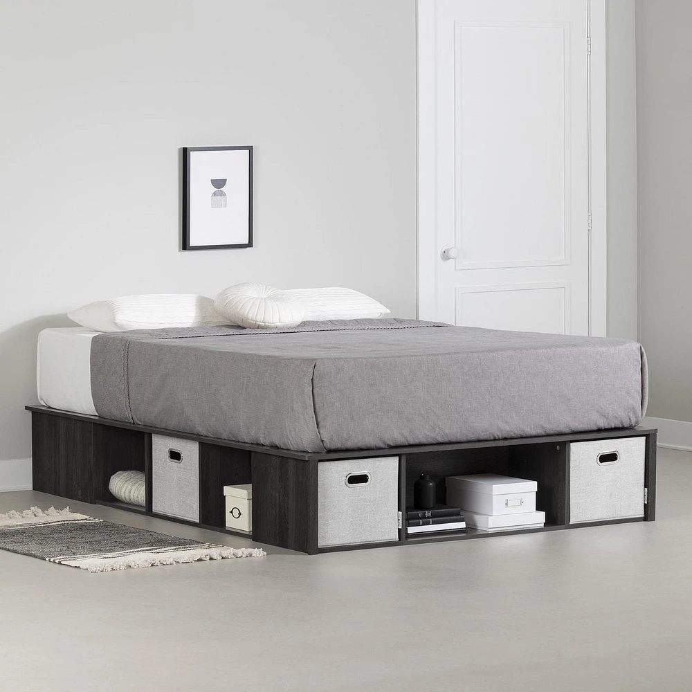 Storage Platform Bed with Baskets from the collection Flexible South Shore