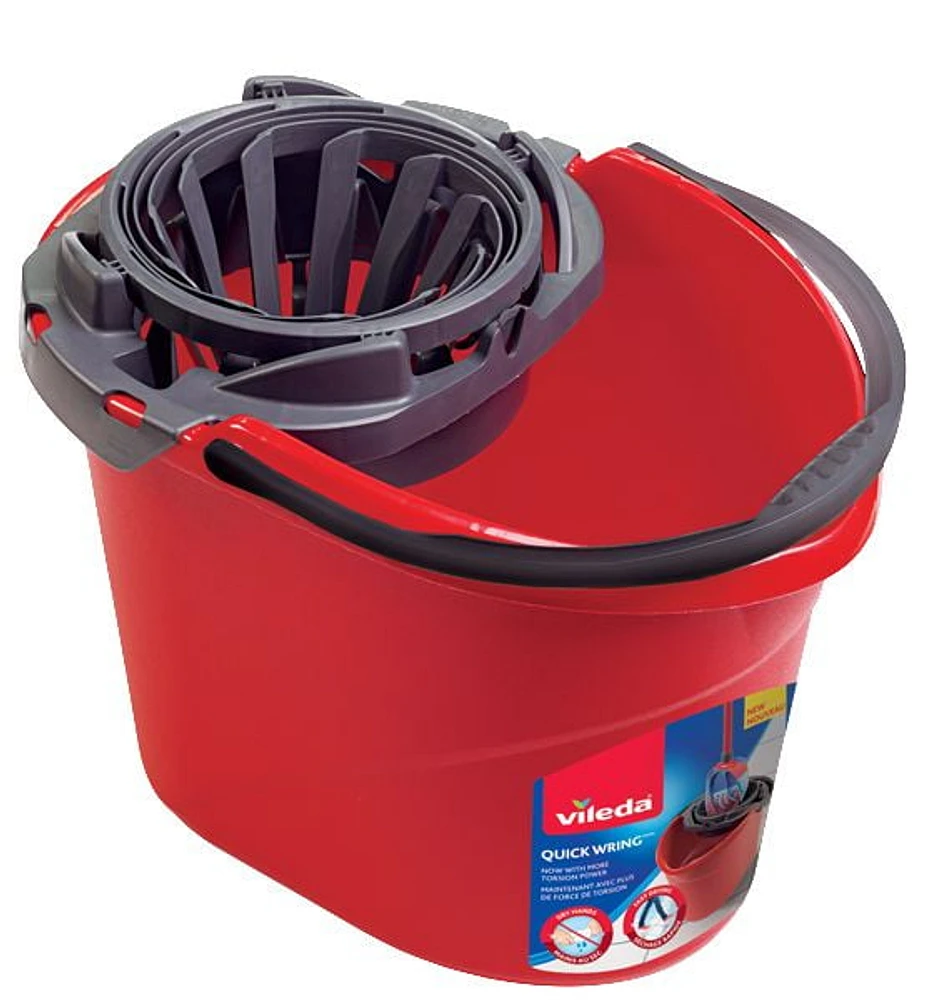 Vileda Quick Wring Bucket - Built-in Wringer, Fast Drying Floors, 10 L