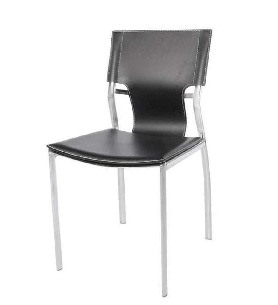 Venice Dining Chair, Black, PU seat, Stainless Steel Frame, Chair ideal for Dining Room, Living Room and Office.