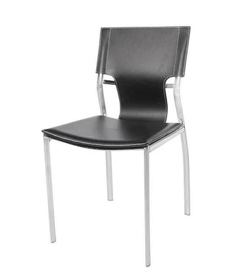 Venice Dining Chair, Black, PU seat, Stainless Steel Frame, Chair ideal for Dining Room, Living Room and Office.