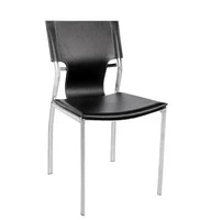 Venice Dining Chair, Black, PU seat, Stainless Steel Frame, Chair ideal for Dining Room, Living Room and Office.