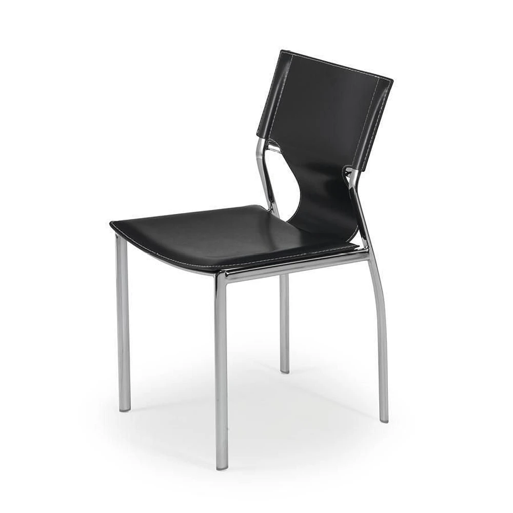 Venice Dining Chair, Black, PU seat, Stainless Steel Frame, Chair ideal for Dining Room, Living Room and Office.