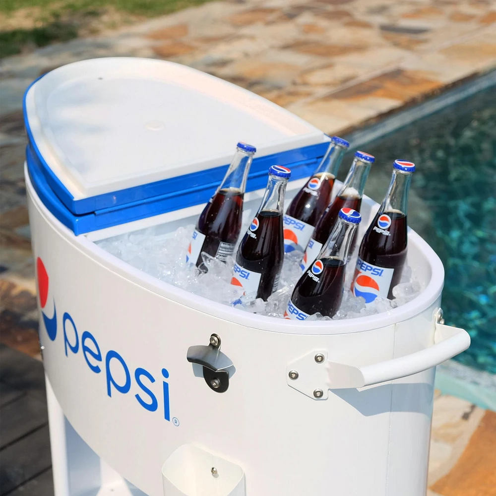 Permasteel - Glacière de terrasse ovale PEPSI 80QT - BLANC