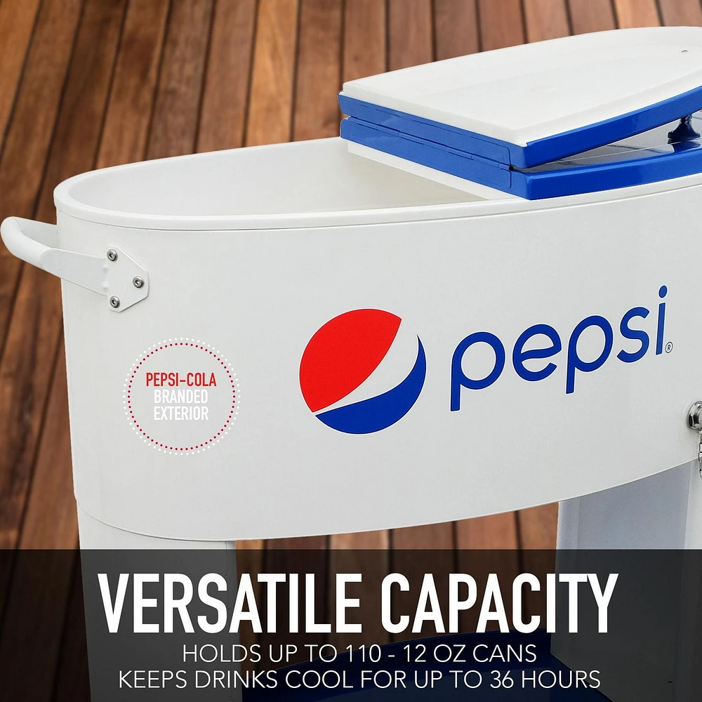 Permasteel - Glacière de terrasse ovale PEPSI 80QT - BLANC