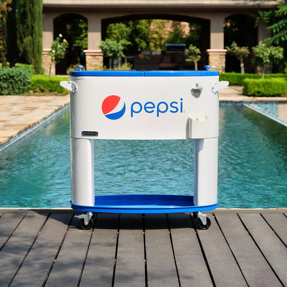 Permasteel - Glacière de terrasse ovale PEPSI 80QT - BLANC