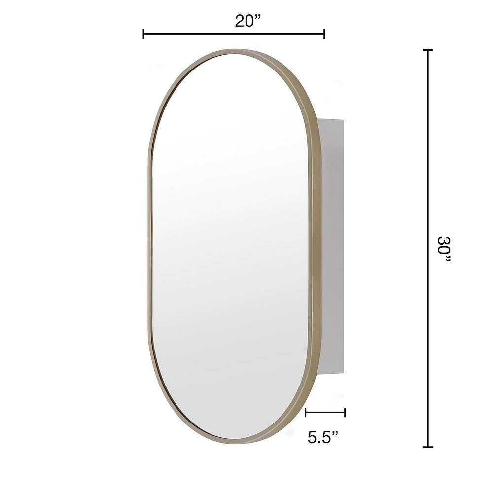 Capsule Gold Medicine Cabinet, 20x30"