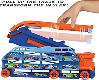 Hot Wheels City Speed Drop Transport Hauler with 1 Toy Car, Stores 20+ 1:64 Scale Vehicles