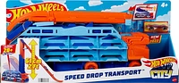 Hot Wheels City Speed Drop Transport Hauler with 1 Toy Car, Stores 20+ 1:64 Scale Vehicles