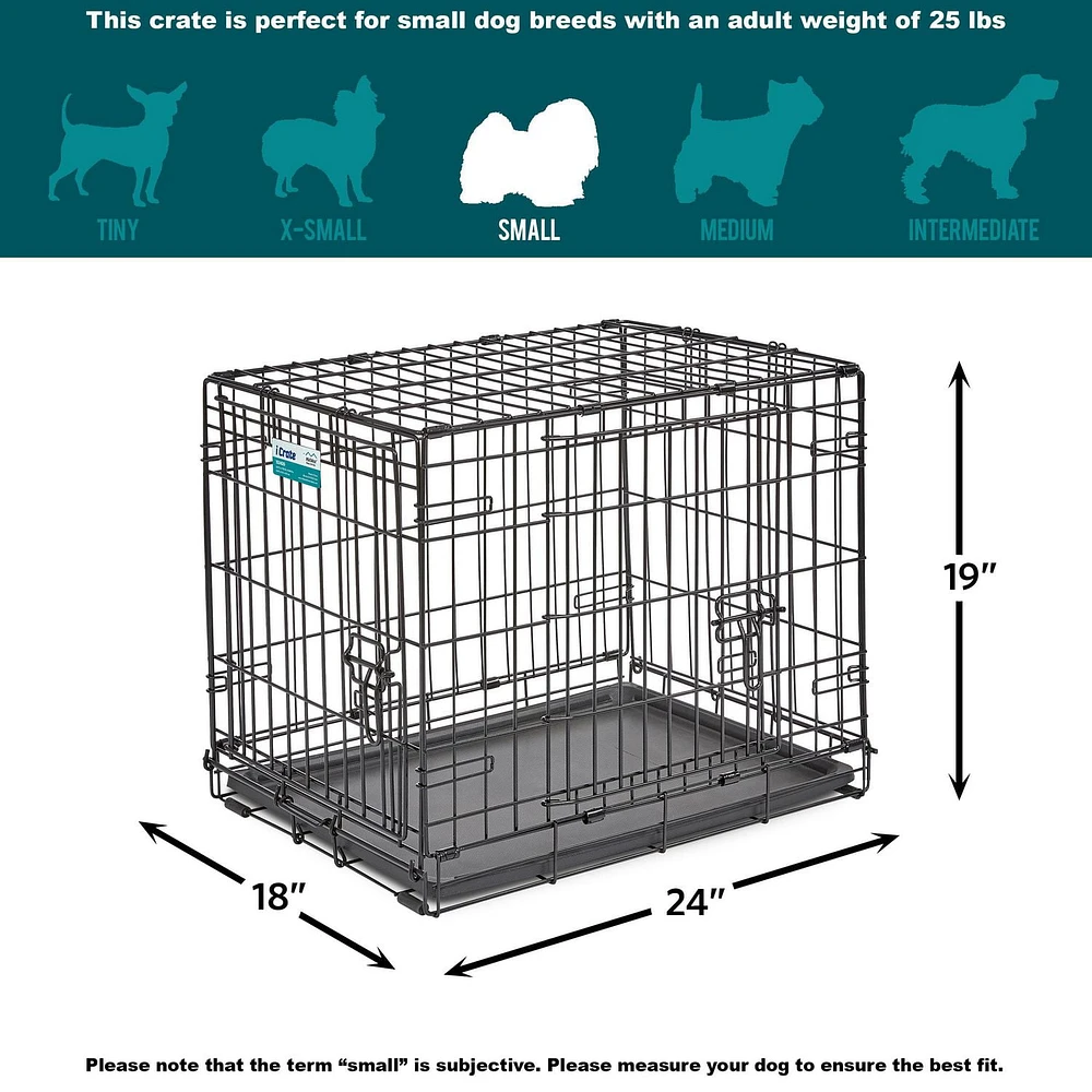 MidWest iCrate Double-Door Folding Dog Crate with Divider Panel, 2-Door Dog Crate