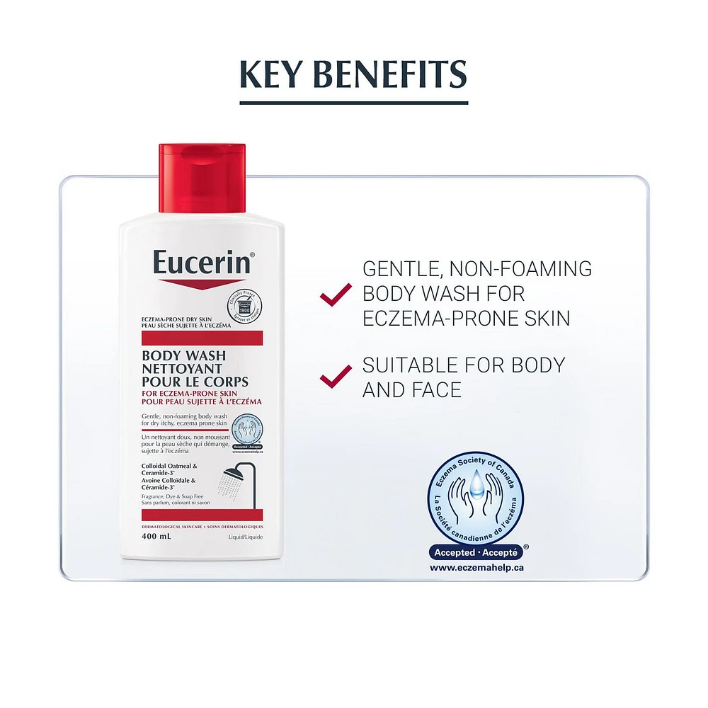 EUCERIN Eczema Body Wash for Eczema-Prone Skin | Face & Body, 400mL