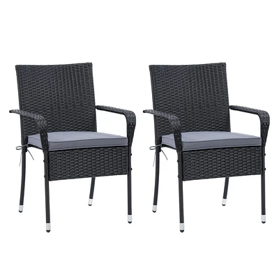 Ensemble de fauteuils de jardin Parksville empilables - fini noir / coussins gris cendre 2pc