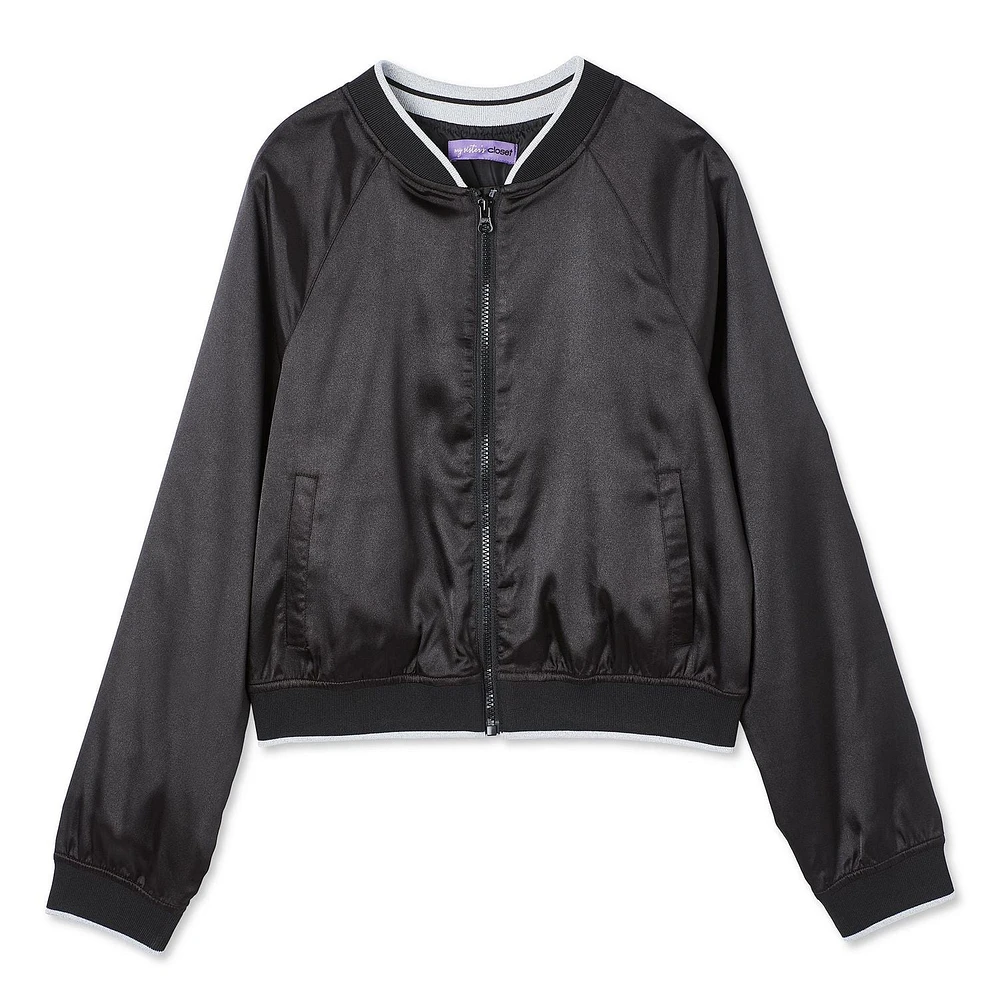 My Sister's Closet Girls' Satin Bomber Jacket