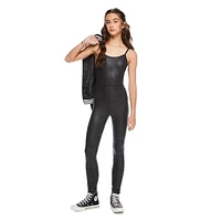 My Sister's Closet Girls' Faux Leather Unitard Bodysuit, Sizes S-XXL