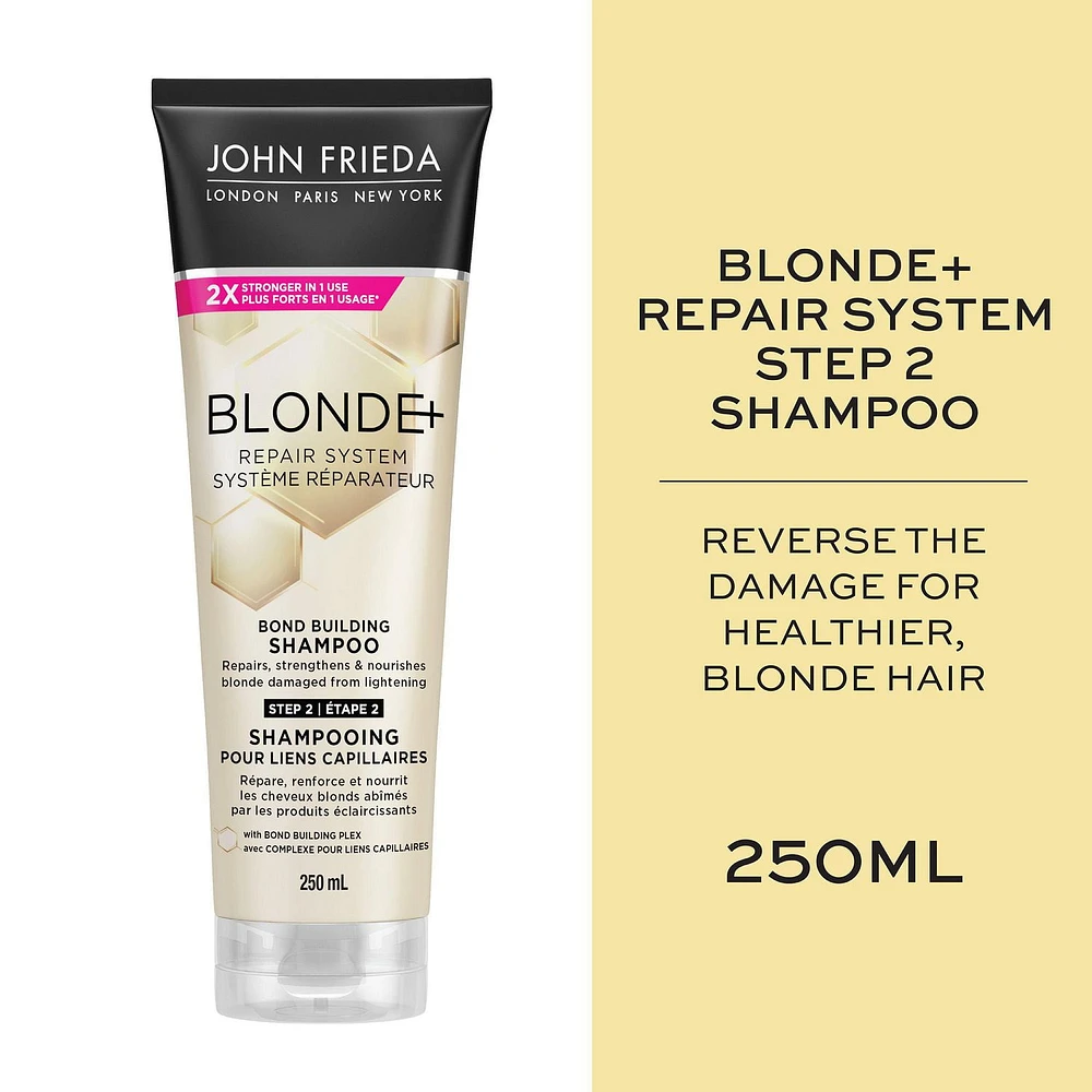 John Frieda Blonde+ Repair System, Bond Building Shampoo, for Damaged Blonde Hair | STEP 2, 250mL