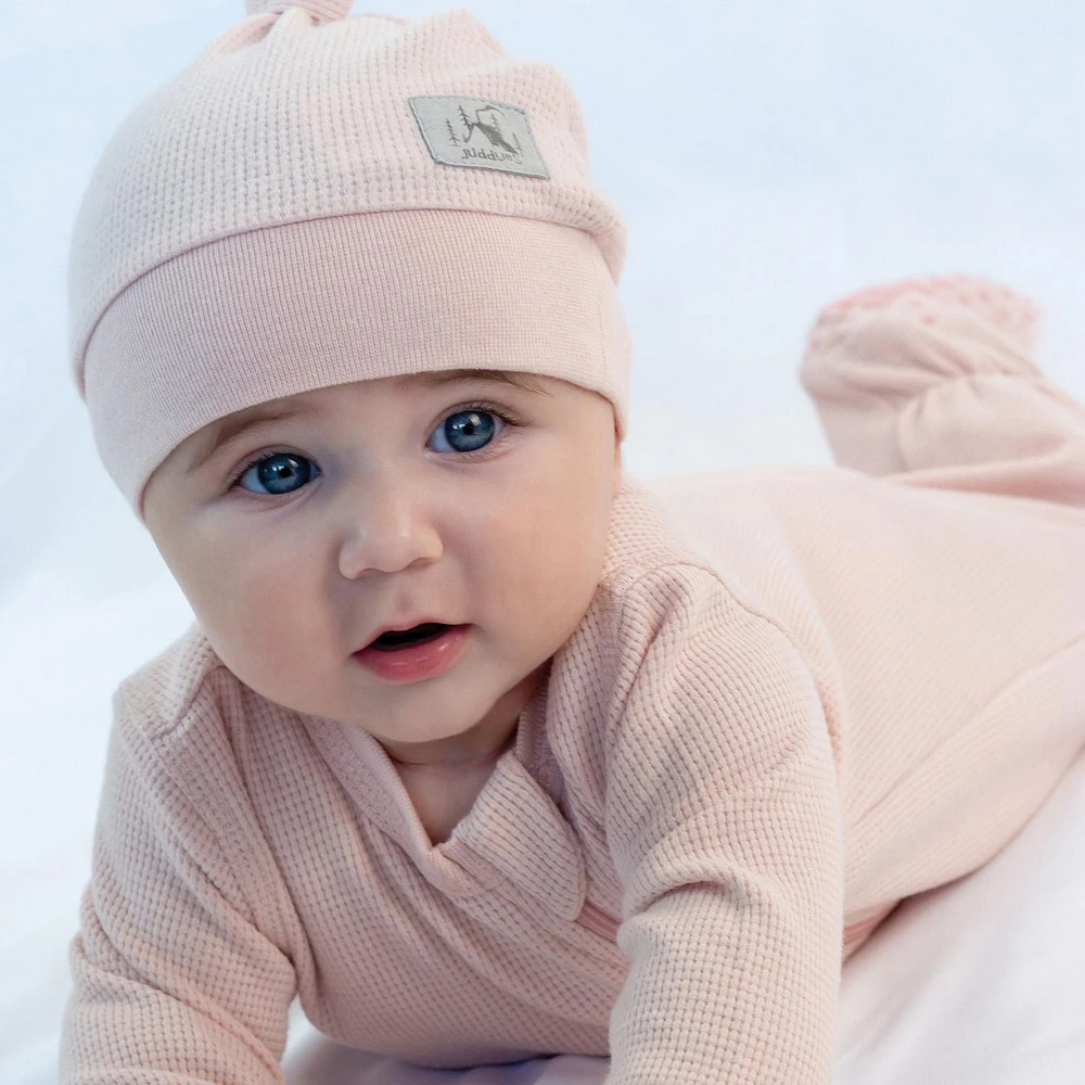 Juddlies Designs - Nouveau-né, bébé, tout-petit - Collection Mini Waffle - Dormeur à pied - Argile Rose